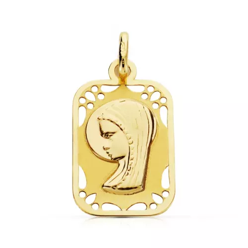 9K MEDALLA ORO AMARILLO VIRGEN NIÑA CALADA 16X11 MM 1