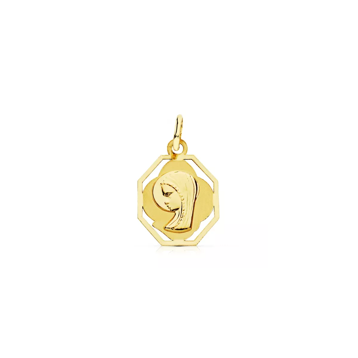 9K MEDALLA ORO AMARILLO VIRGEN NIÑA CERCO. 15X13 MM 1