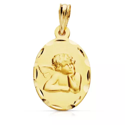 9K MEDALLA ORO AMARILLO ANGEL BURLON OVAL 23X14 MM 1