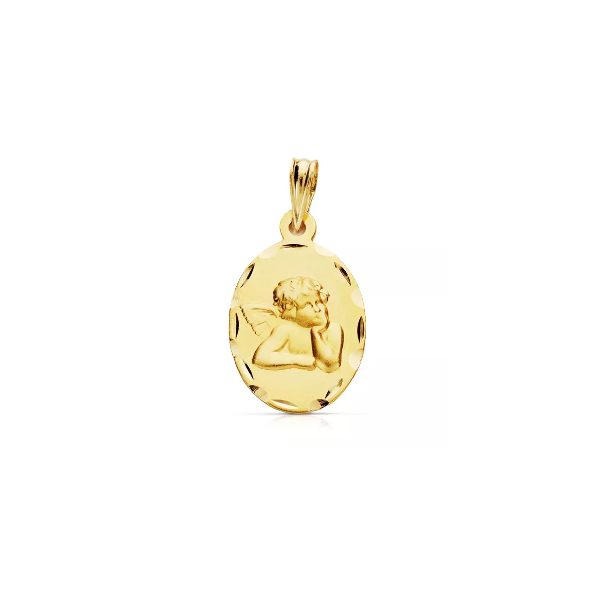 9K MEDALLA ORO AMARILLO ANGEL BURLON OVAL 23X14 MM 1