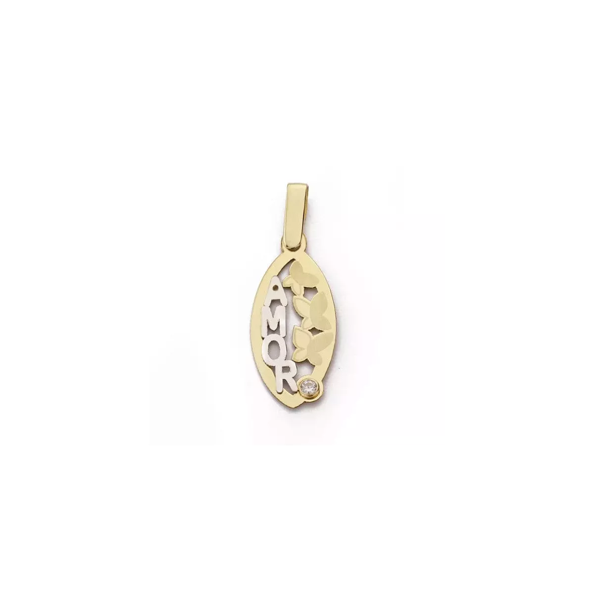9K COLGANTE ORO BICOLOR AMOR 22X10 MM 0