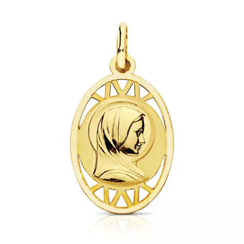 9K MEDALLA ORO AMARILLO VIRGEN FRANCESA 19X13 MM 1