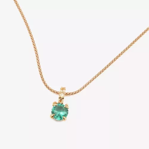 CADENA PLATA ROSA COLG ZIRCO VERDE BALI - 9728VCH