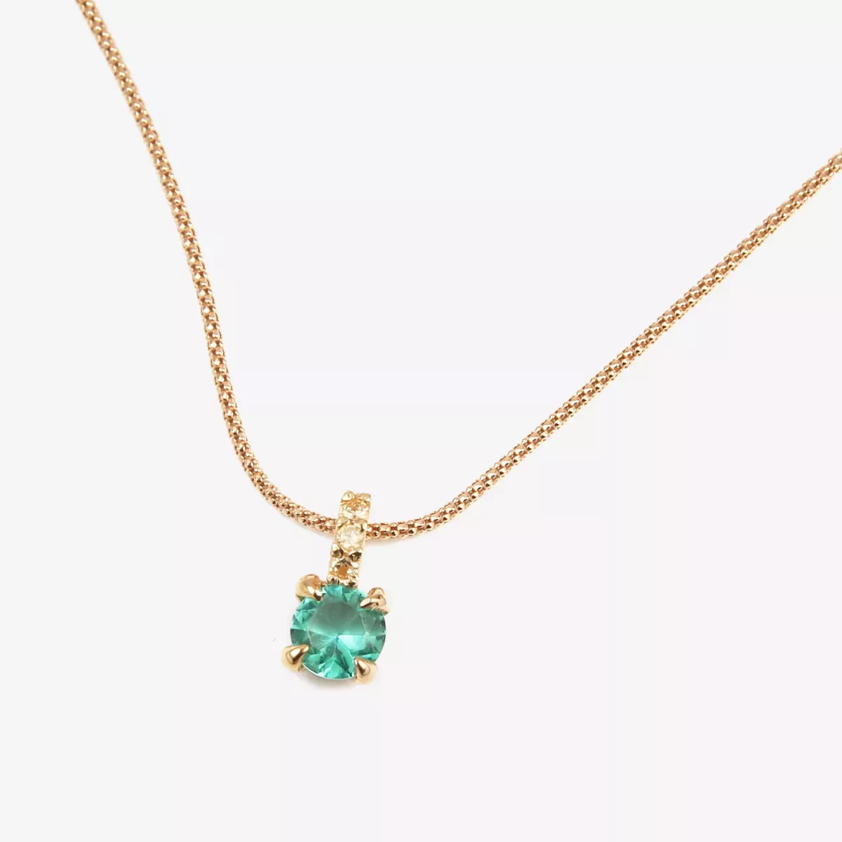 CADENA PLATA ROSA COLG ZIRCO VERDE BALI - 9728VCH