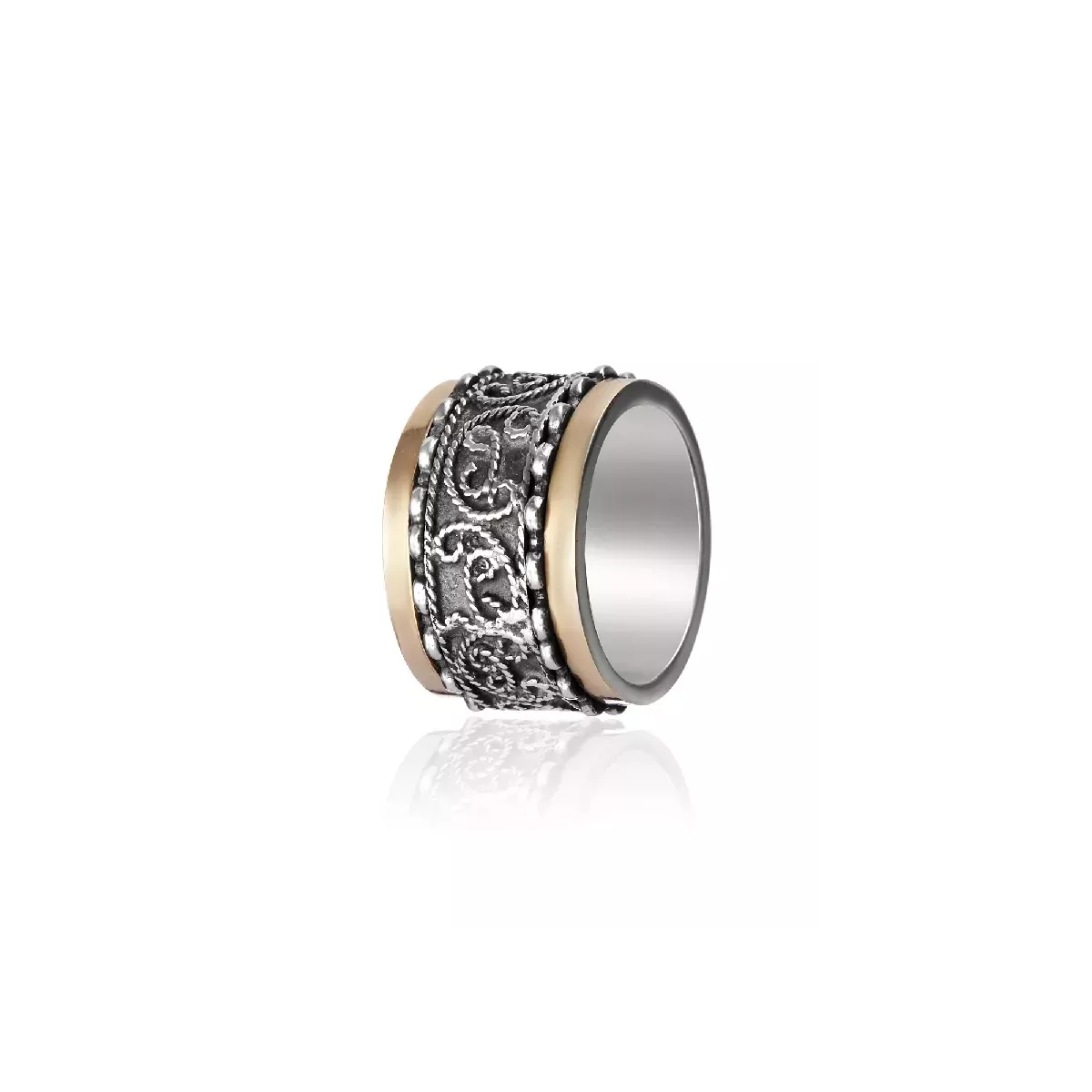 ANILLO PLATA Y ORO GIRA FILIGRANA - REF  1903/2