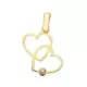 9K COLGANTE ORO AMARILLO DOS CORAZONES UNIDOS CALADOS. MEDIDA: 20X13 MM 0