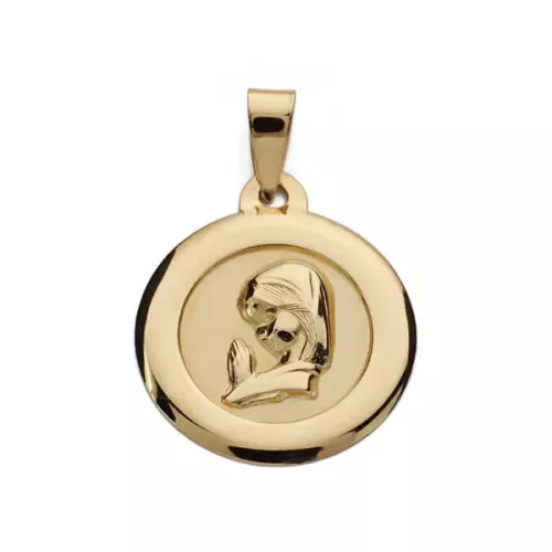 9K MEDALLA ORO AMARILLO VIRGEN NIÑA CERCO LISO 18 MM 0