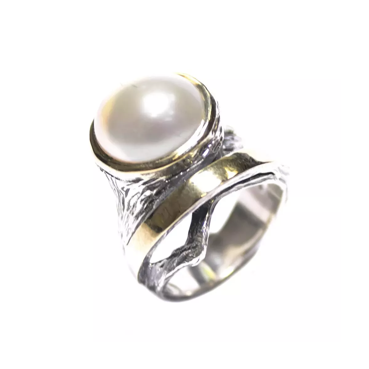 ANILLO PLATA Y ORO PERLA  - ASP1499P