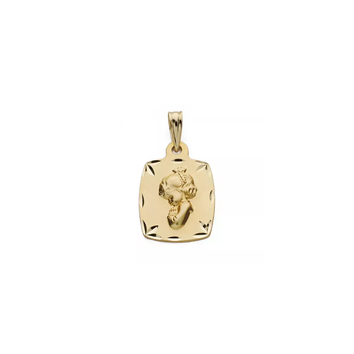 9K MEDALLA ORO AMARILLO VIRGEN NIÑA REZANDO 19X13 MM 1