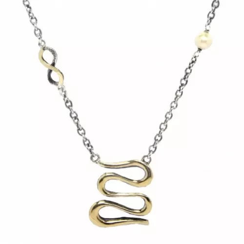 Collar en plata de ley 925 y oro 9k con perla.