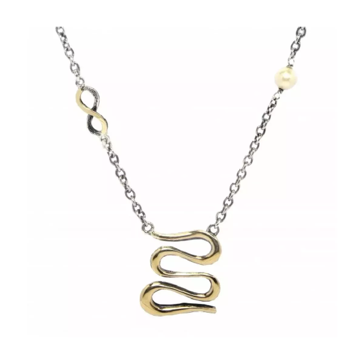 Collar en plata de ley 925 y oro 9k con perla.