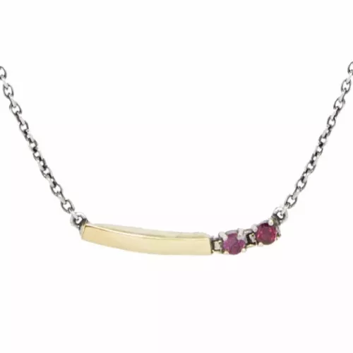 Collar en plata de ley 925 y oro de 9k con dos rodonitas.