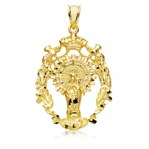 9K MEDALLA ORO AMARILLO ESCUDO VIRGEN DEL PILAR 35X28 MM 5
