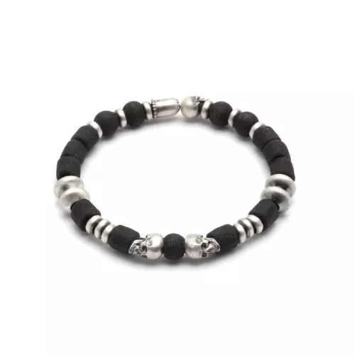 ESCLAVA PLATA PIEDR NEGR 3 CALAVERAS - MUR-05