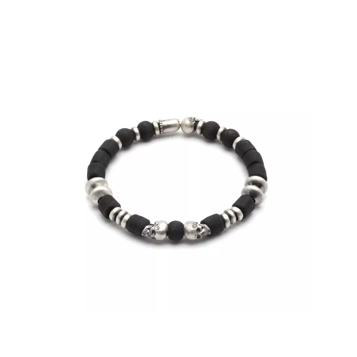 ESCLAVA PLATA PIEDR NEGR 3 CALAVERAS - MUR-05