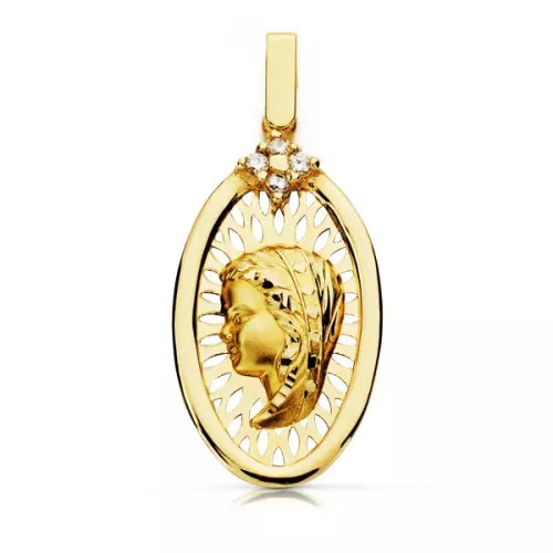 9K MEDALLA ORO AMARILLO VIRGEN NIÑA 27X15 MM 1