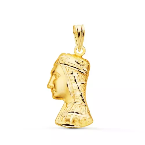 9K MEDALLA ORO AMARILLO VIRGEN DE MONTSERRAT SILUETA TALLADA 21X12 MM 1