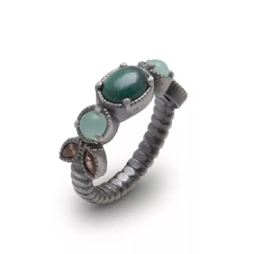 ANILLO PLATA 3 CORAL ROSA ZIRC FUME - 15175