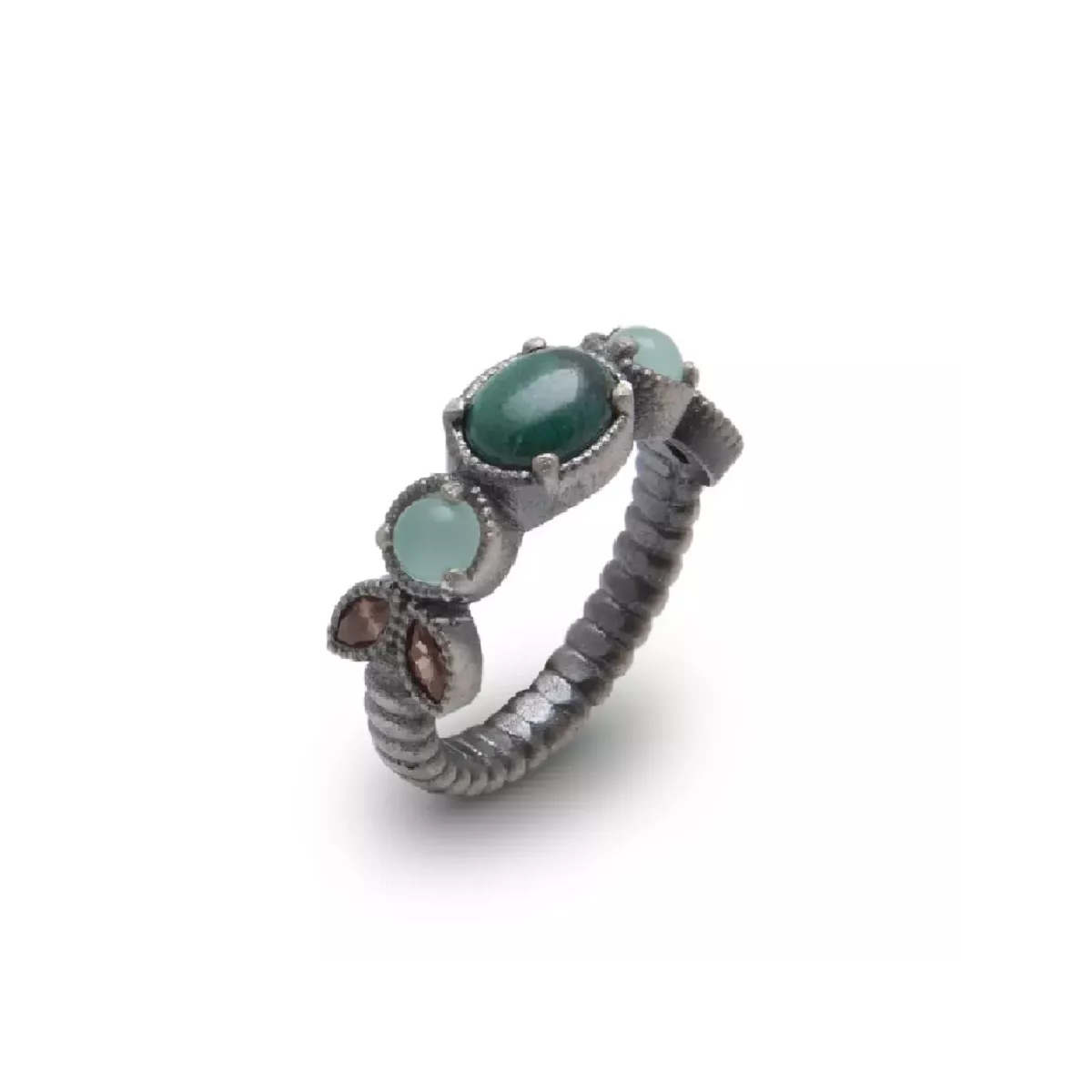 ANILLO PLATA 3 CORAL ROSA ZIRC FUME - 15175