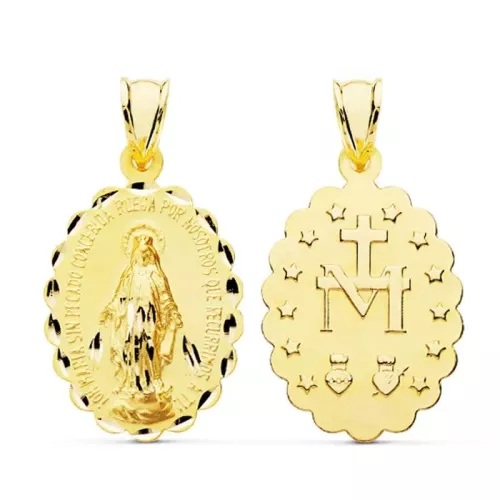9K MEDALLA ORO AMARILLO VIRGEN MILAGROSA 28X18 MM 1