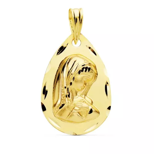 9K MEDALLA ORO AMARILLO VIRGEN NIÑA 21X14 MM 1