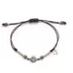 PULSERA PLATA MACRAME TREBOL CALCEDONIA  - MA-470X