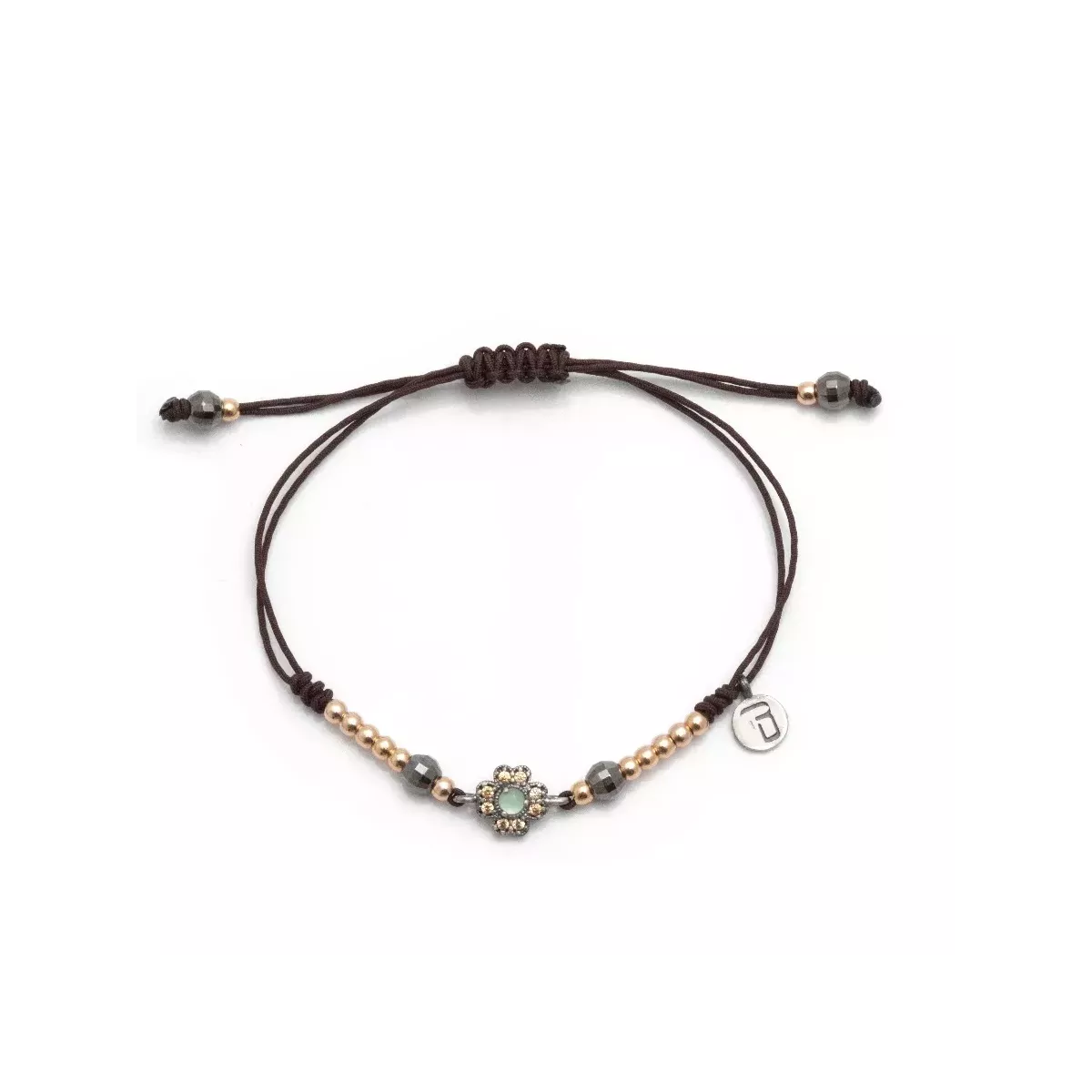 PULSERA PLATA MACRAME TREBOL CALCEDONIA  - MA-470X