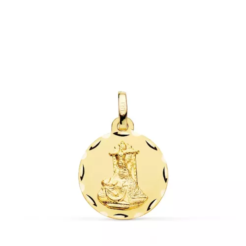 9K MEDALLA ORO AMARILLO VIRGEN DE LAS ANGUSTIAS TALLADA 16 MM 1