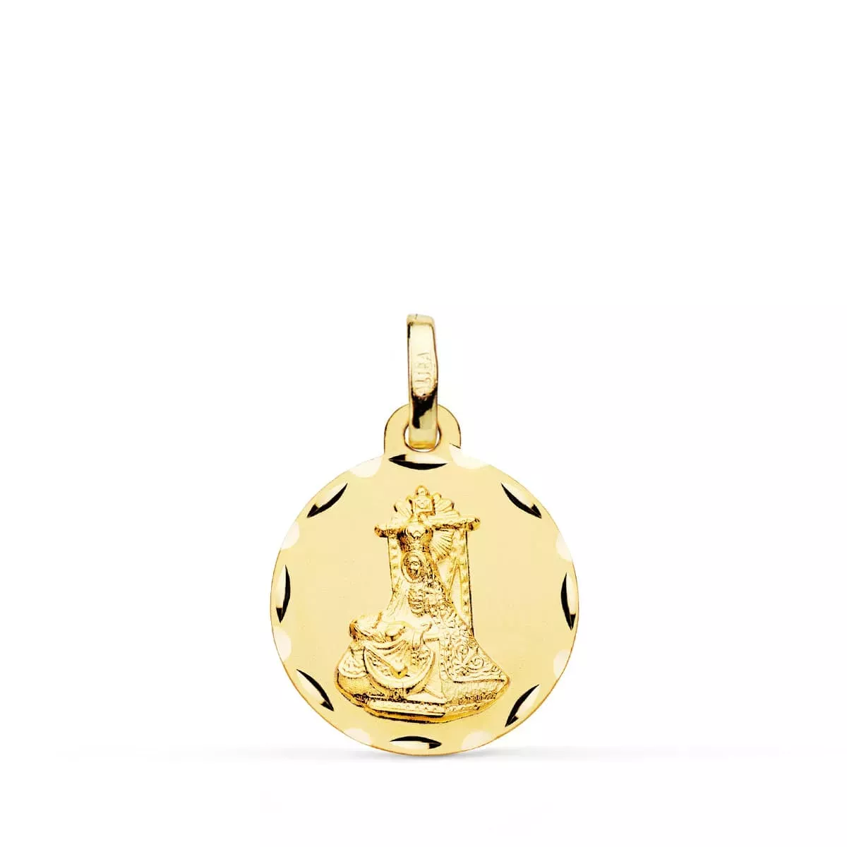 9K MEDALLA ORO AMARILLO VIRGEN DE LAS ANGUSTIAS TALLADA 16 MM 1