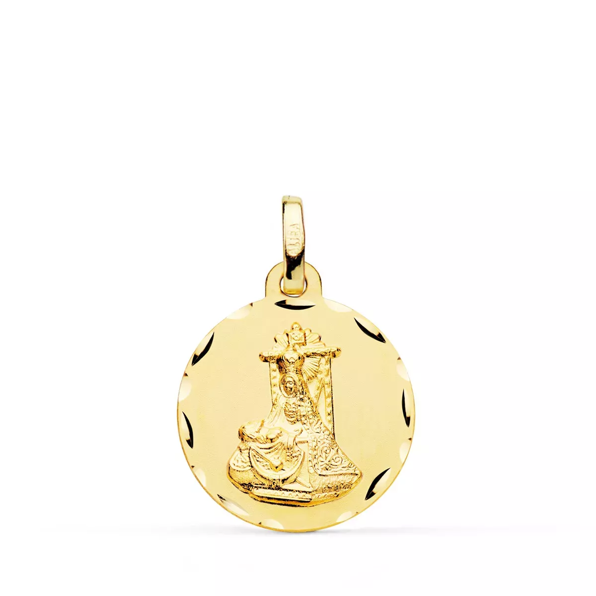 9K MEDALLA ORO AMARILLO VIRGEN DE LAS ANGUSTIAS TALLADA 18 MM 1