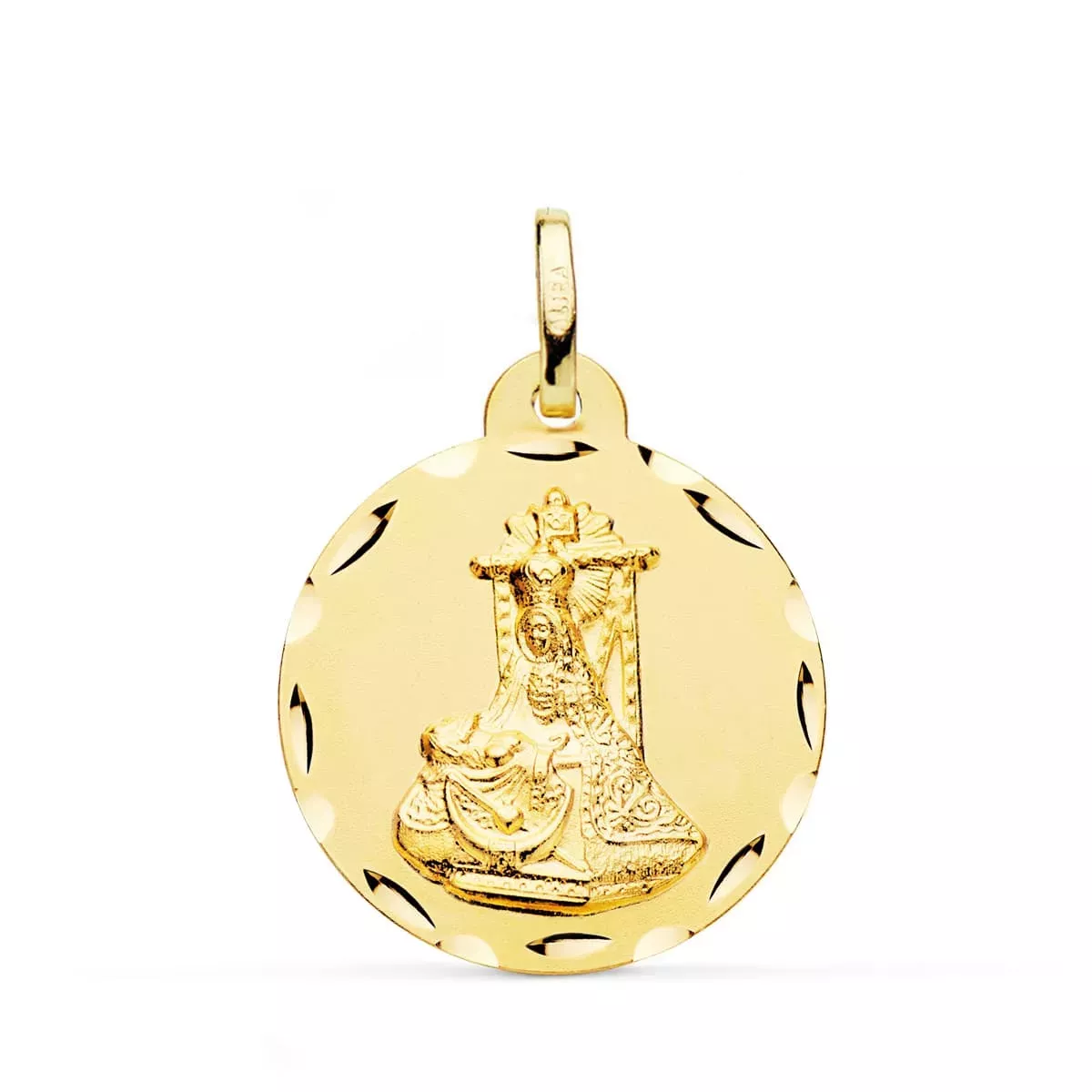 9K MEDALLA ORO AMARILLO VIRGEN DE LAS ANGUSTIAS TALLADA 24 MM 3