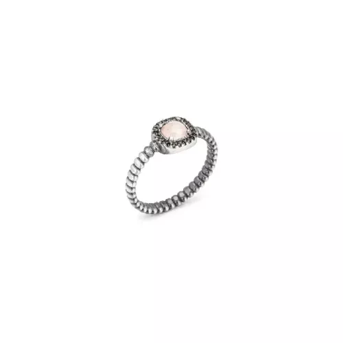 15324 ANILLO PLATA OJO DE GATO ROSA Y CIRCONITA BROWN. - 15324