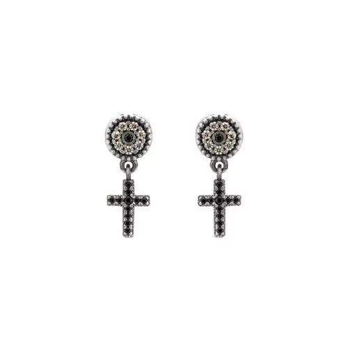 CR-36 PENDIENTES PLATA CRUZ PEQUEÑA Y ESPINELA. - CR-36