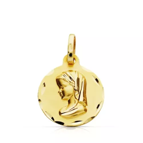 9K MEDALLA ORO AMARILLO VIRGEN NIÑA 18 MM 1