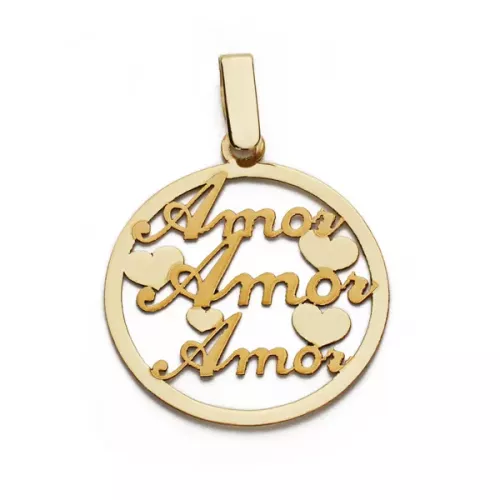 9K COLGANTE ORO AMARILLO AMOR 19 MM 0