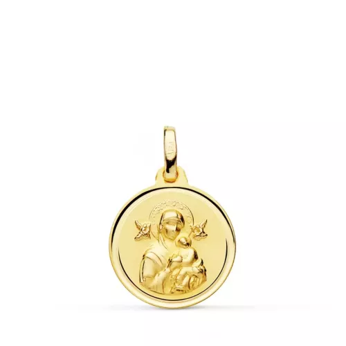 9K MEDALLA ORO AMARILLO VIRGEN PERPETUO SOCORRO BISEL 16 MM 1
