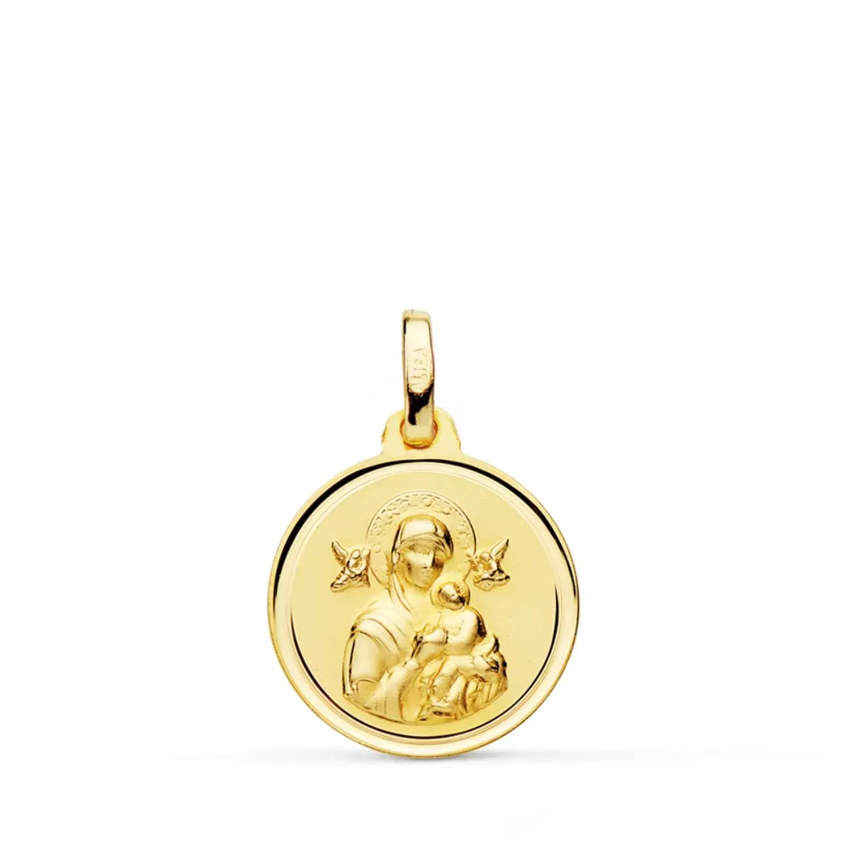 9K MEDALLA ORO AMARILLO VIRGEN PERPETUO SOCORRO BISEL 16 MM 1