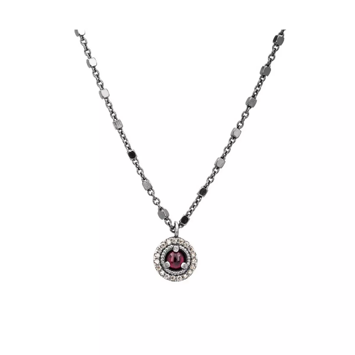 C558 COLGANTE PLATA GRANATE Y CIRCONITA CAVA. - C558