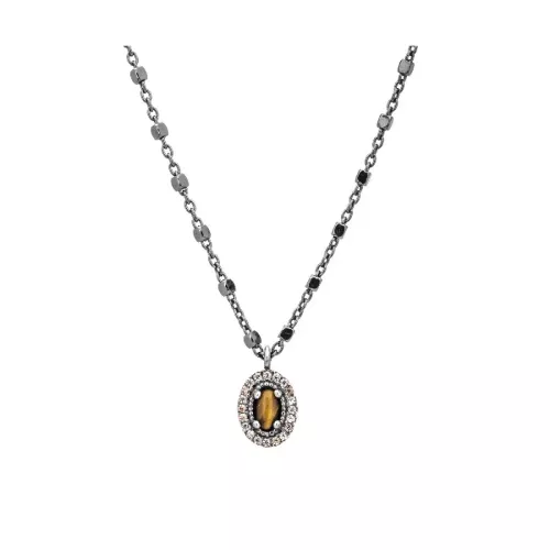 C559 COLGANTE PLATA OJO DE TIGRE Y CIRCONITA CAVA. - C559