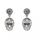 SKS173 PENDIENTES PLATA CALAVERA PEQUEÑA OJO DE GATO VERDE, GRANATE Y CIRCONITAS CAVA - SKS173