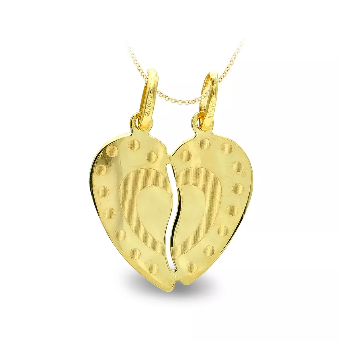 9K COLGANTE CORAZON PARTIDO ORO AMARILLO DIBUJO 17X15 MM 0