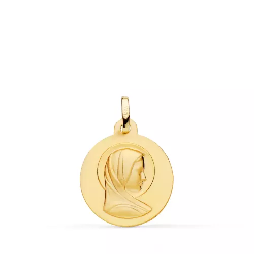 9K MEDALLA ORO AMARILLO MARIA FRANCESA PERFIL MATIZADA 16 MM 1