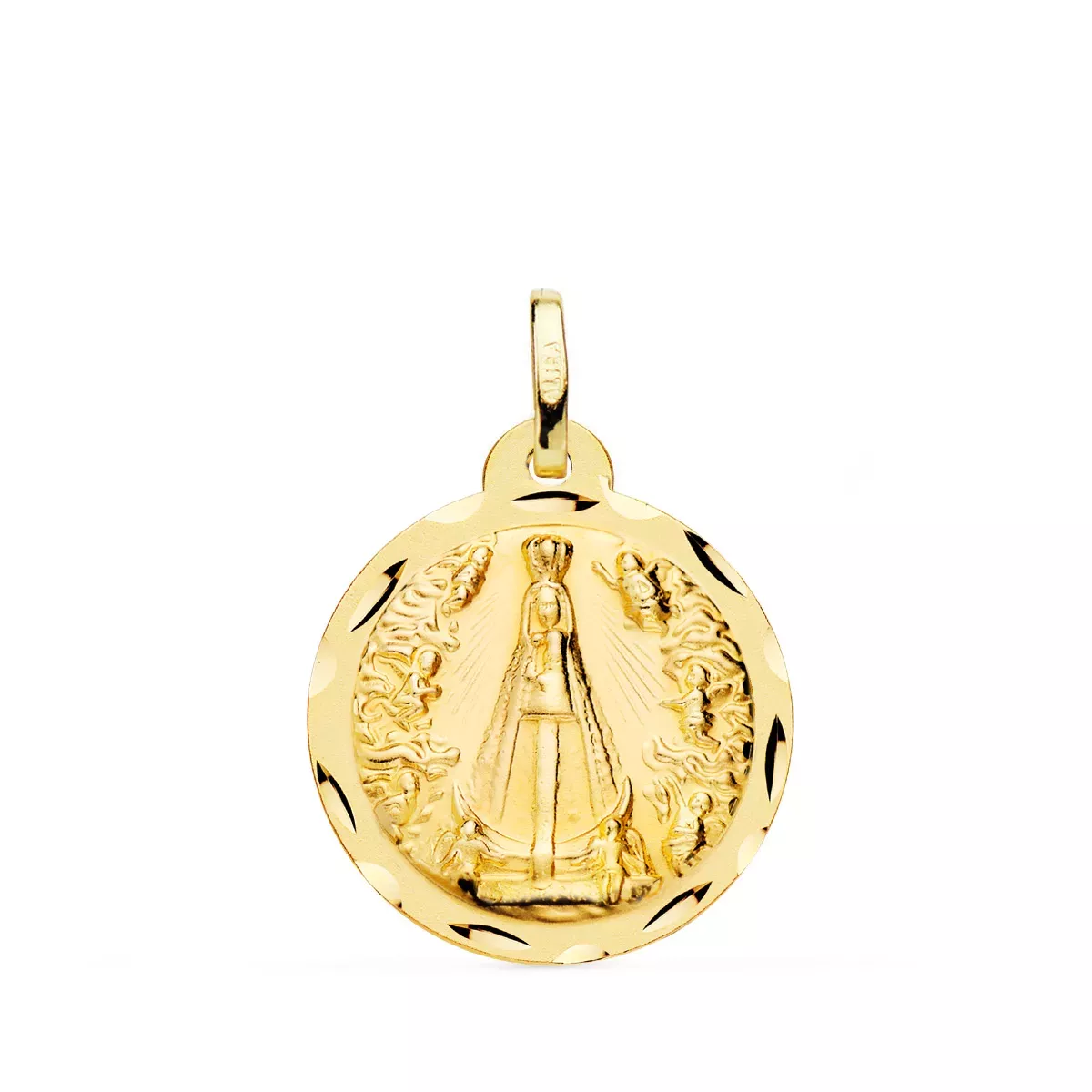 9K MEDALLA ORO AMARILLO VIRGEN NUESTRA SEÑORA DE BEGOÑA TALLADA 20 MM 2
