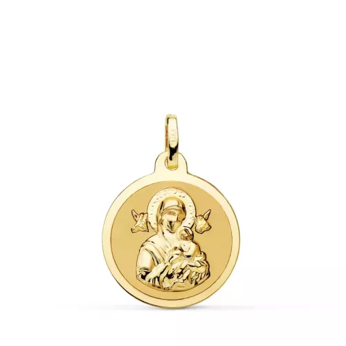 9K MEDALLA ORO AMARILLO VIRGEN DEL PERPETUO SOCORRO BRILLO 18 MM 1