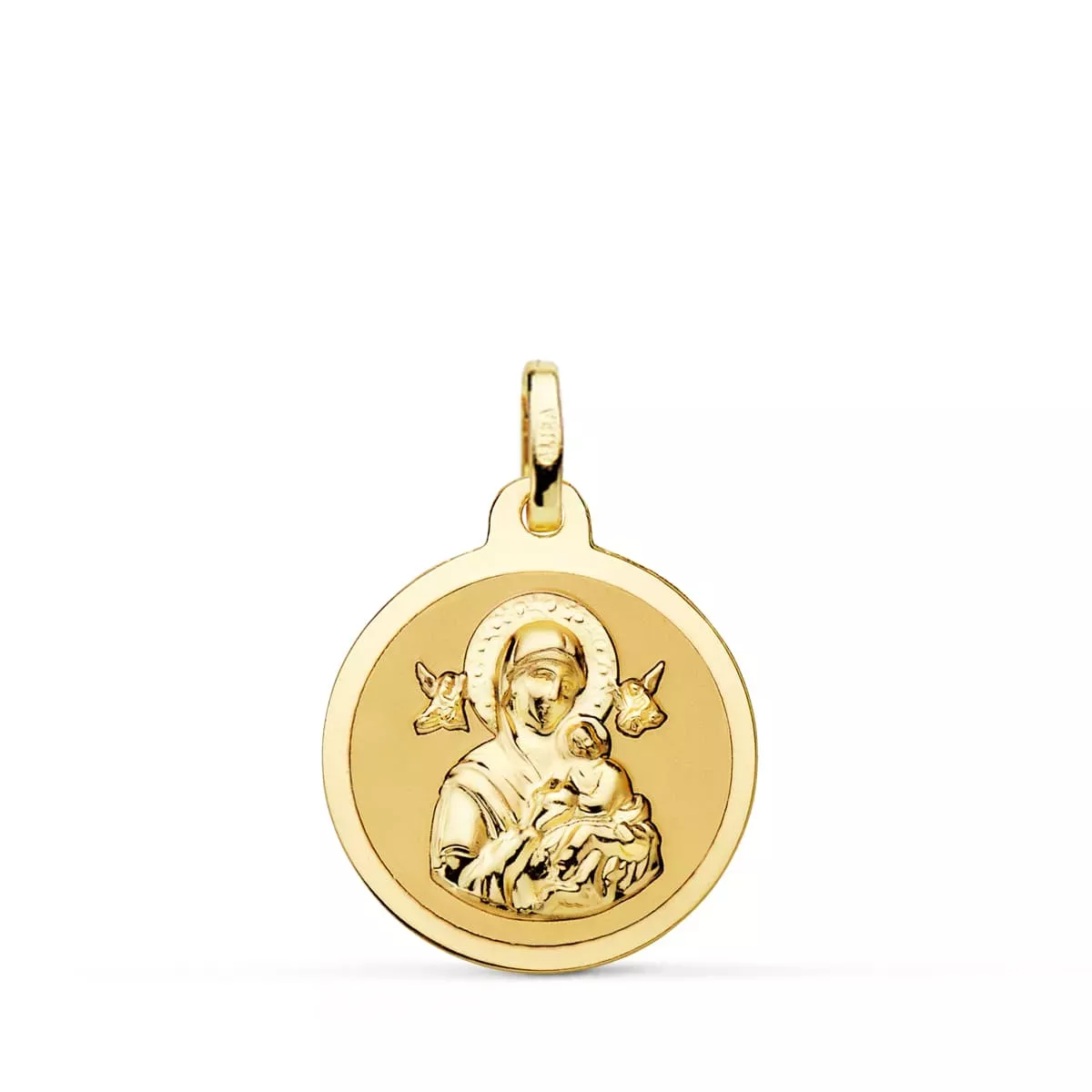 9K MEDALLA ORO AMARILLO VIRGEN DEL PERPETUO SOCORRO BRILLO 18 MM 1