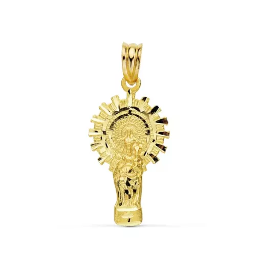 9K MEDALLA ORO AMARILLO VIRGEN PILAR SILUETA 28X15 MM 1