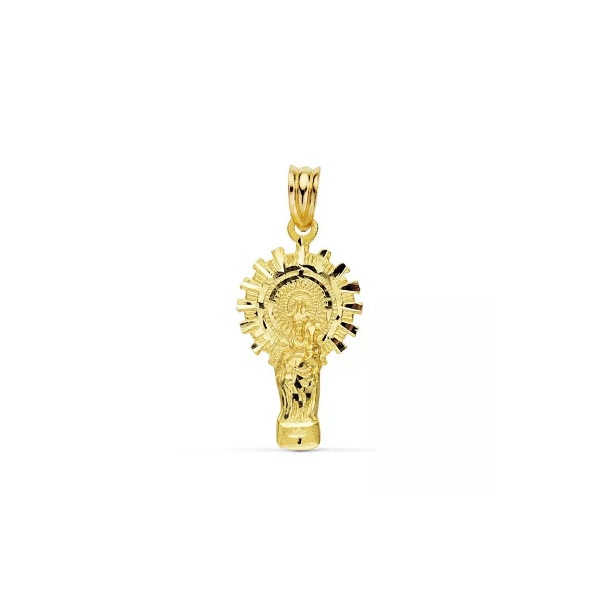 9K MEDALLA ORO AMARILLO VIRGEN PILAR SILUETA 28X15 MM 1