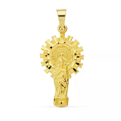 9K MEDALLA ORO AMARILLO VIRGEN DEL PILAR SILUETA 32X17 MM 2