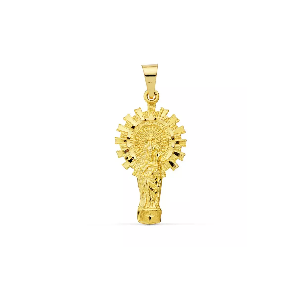 9K MEDALLA ORO AMARILLO VIRGEN DEL PILAR SILUETA 32X17 MM 2