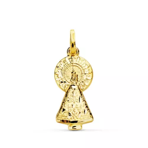 9K MEDALLA ORO AMARILLO VIRGEN DEL PILAR SILUETA 25X11 MM 1